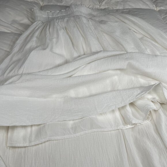 P cill Inherit Clothing Company Classic White Textured Cotton Lined Midi Skirt M - Picture 11 of 16